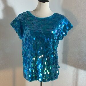 L’Eau Vive Turquoise Pailette Top
